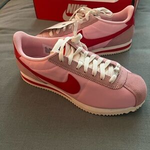 Nike Pink and Red Cortez Retro Runner with Red Swoosh